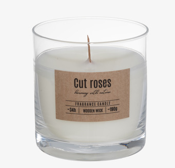 Bild av doftljus med träveke i glasbehållare