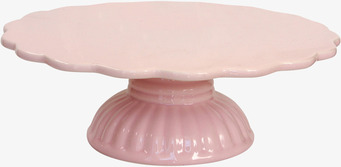 Bild av elegant tårtfat i rosa keramik med vågig kant