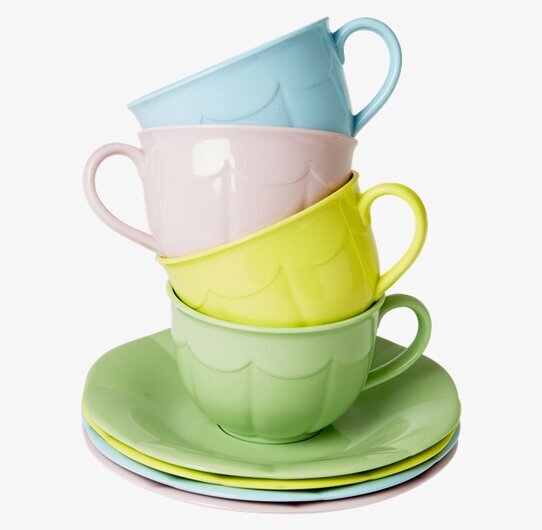 Kopp Med Fat från Rice i pastellfärger, staplade tillsammans