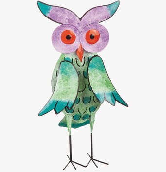 Bild av dekorativ uggla i hamrad plåt, 35 cm hög