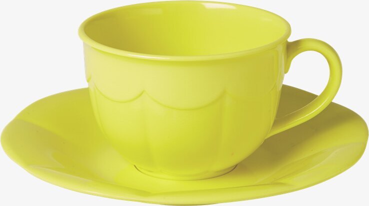 Kopp Med Fat från Rice i klar gul färg på vit bakgrund