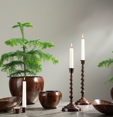 Bild av elegant interiör med ljushållare och växter