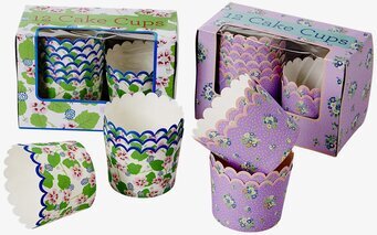 Bild av färgglada muffins- och cupcakeformar i två stilar