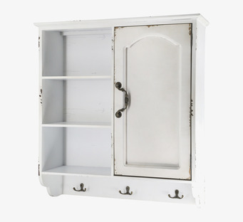 Bild av rustikt väggskåp med crèmefärg och vintagekänsla