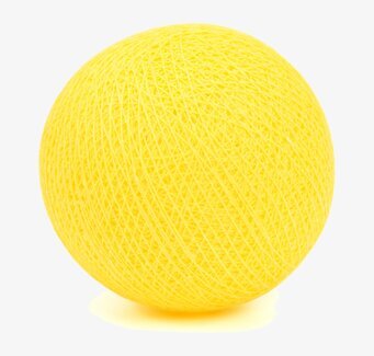 Bild av rund boll i citrongult med intrikat mönster