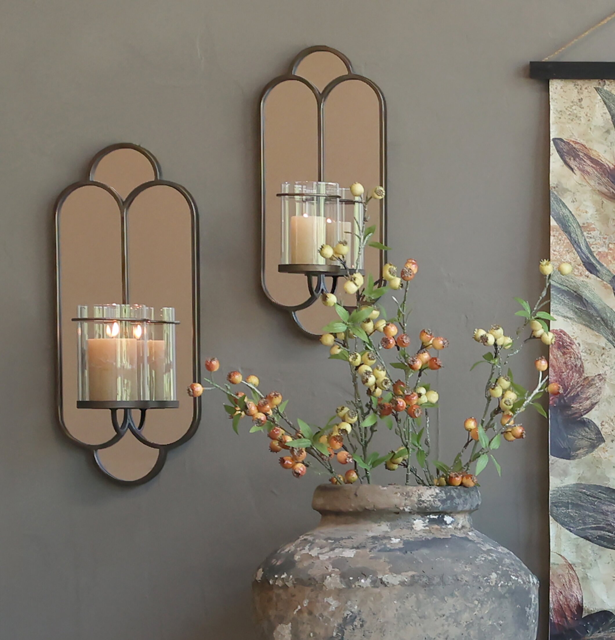 Väggspegel Med Ljusstake Chic Antique Ljusstakar Adventsstakar Ljushållare Ljushyllor