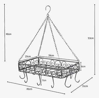 Bild av elegant takhylla med antikgrå finish och krokar