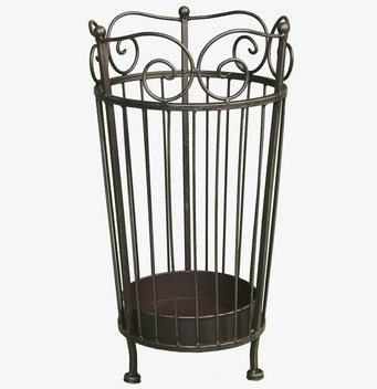 Bild av antikbrunt paraplyställ med dekorativ design