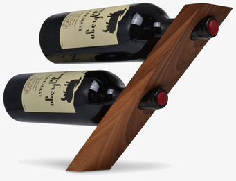 Foto av vinflaskhållare i valnöt med modern design