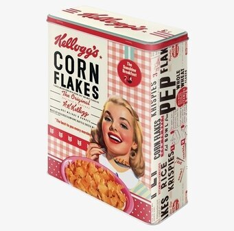 Bild av retro plåtburk med Kellogs cornflakes-design