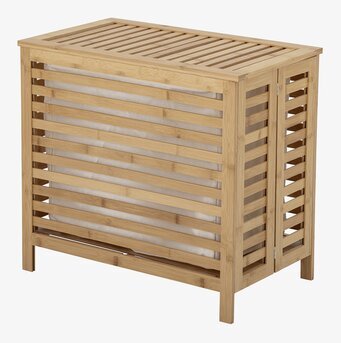 Bild av stilren tvättkorg i bambu med ventilationsdesign