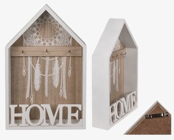 Bild av husformad nyckelförvaring med drömfångardesign