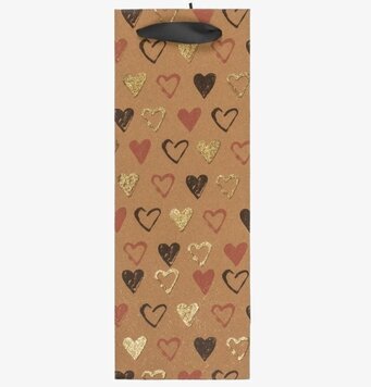 Foto av elegant presentpåse för vinflaska med hjärtmönster