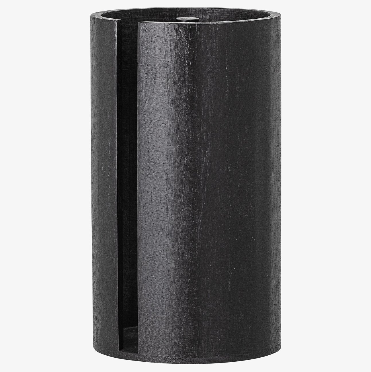 Bild av svart pappershållare i trä med stilren design