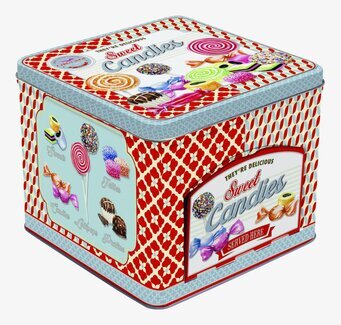 Bild av retroinspirerad plåtburk för godisförvaring