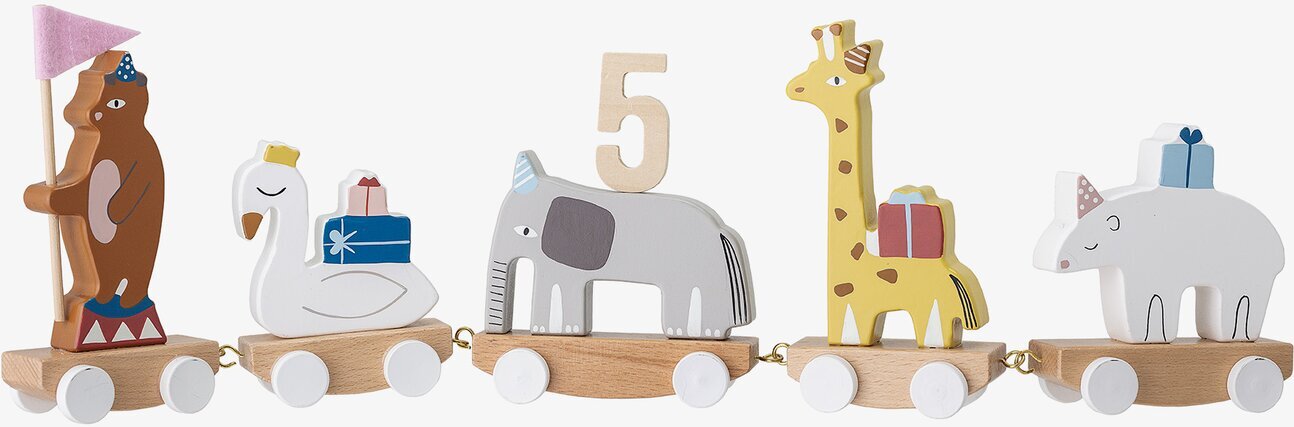 Bild av charmigt och lekfullt födelsedagståg i trä