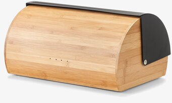 Bild av stilren brödbox i bambu med svart lock