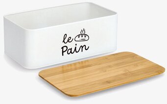 Bild av stilren och funktionell brödlåda i vit plåt