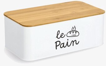 Bild av stilren brödlåda med bambulock i köksmiljö