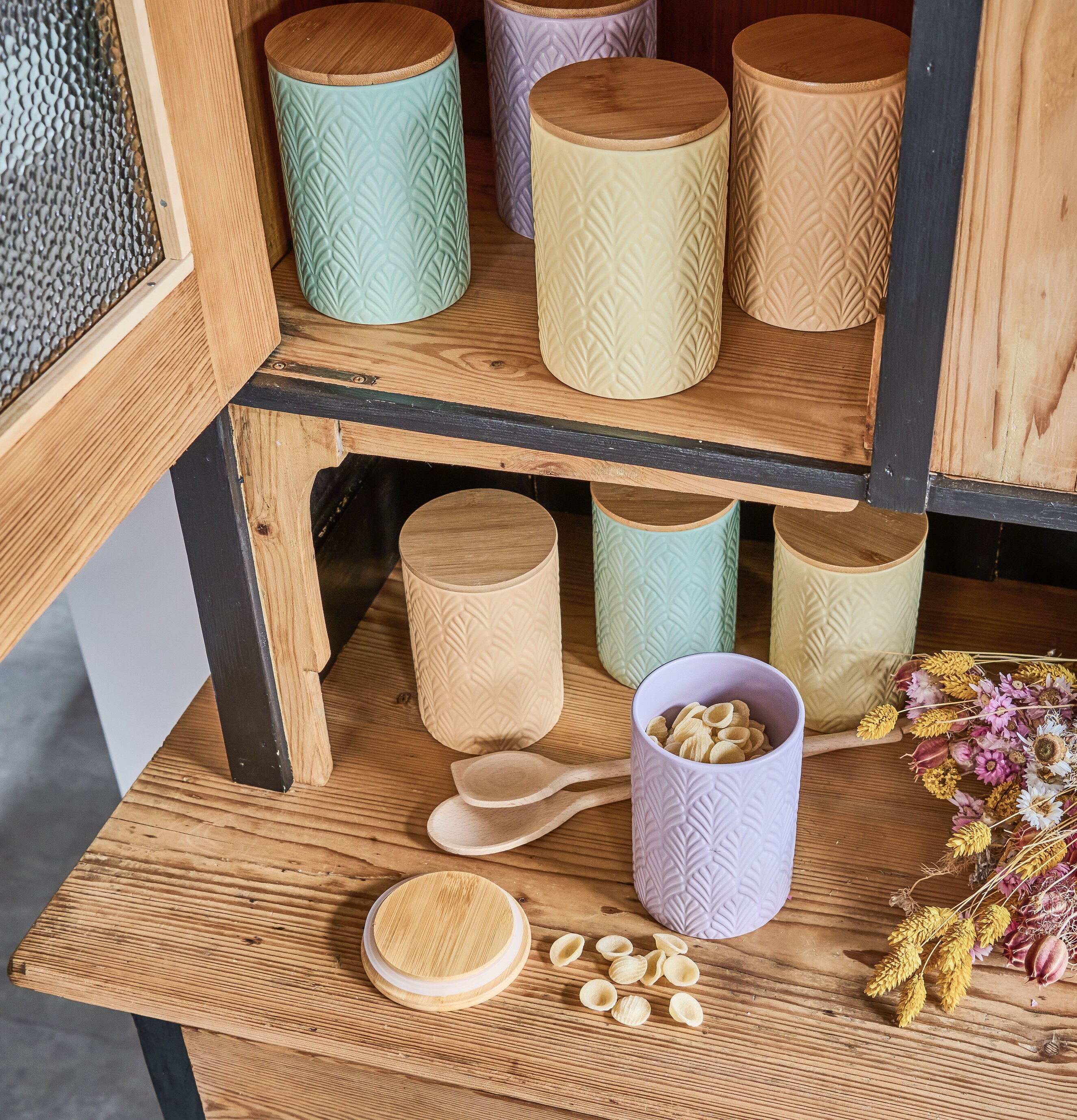 Förvaringsburk Keramik Gul Aprikos Mint Zeller Förvaringslådor och korgar Boxar Förvaringsboxar Porslinsboxar Trälådor Smyckesboxar i porslin