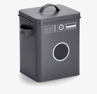 Bild av stilren antracitgrå plåtburk för tvättmedel