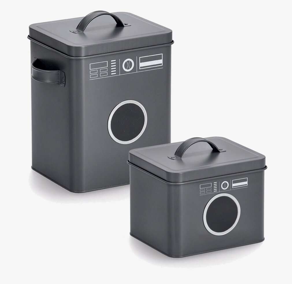 Plåtburk Tvättmedel Antracit Stor Liten Zeller Plåtburkar Metallburkar