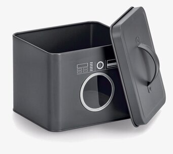 Bild av stilren förvaringslåda i antracitfärgad plåt