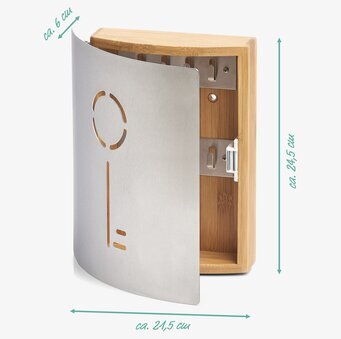 Bild av stilrent nyckelskåp i bambu och borstat stål