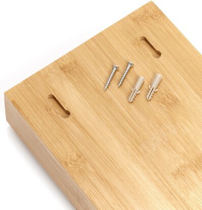 Bild av rektangulär bambupanel med monteringsdetaljer