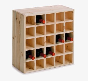 Bild av robust vinställ i ljus träfinish för 25 flaskor