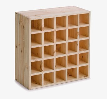 Bild av elegant vinställ i naturligt trä för 25 flaskor