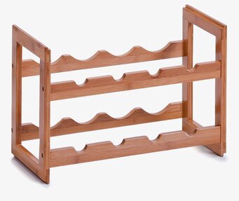 Foto av elegant vinställ i bambu för upp till åtta flaskor