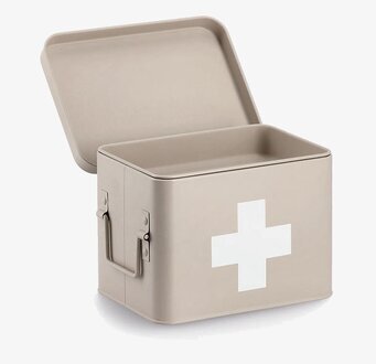 Bild av stilren plåtburk för medicinförvaring hemma