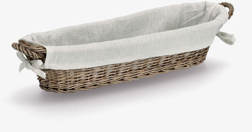 Bild på elegant rektangulär brödkorg i flätad rotting