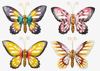 Bild av färgglada fjärilar i hamrad plåt för dekoration