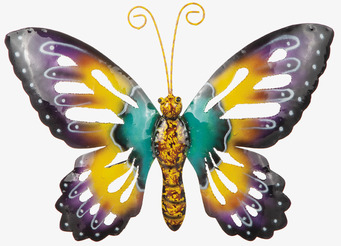 Bild av färgglad fjäril i hamrad plåt, 38 cm stor