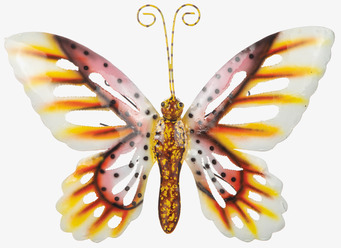 Bild av konstnärlig fjäril i hamrad plåt för inredning