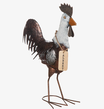 Bild av dekorativ tupp i hamrad plåt med unik design