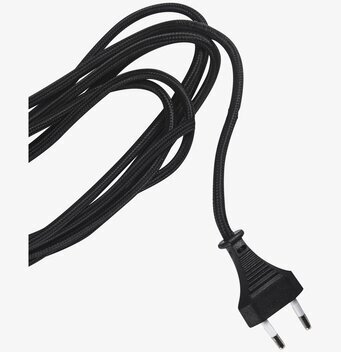 Bild av svart, tvinnad sladd med ergonomisk kontakt