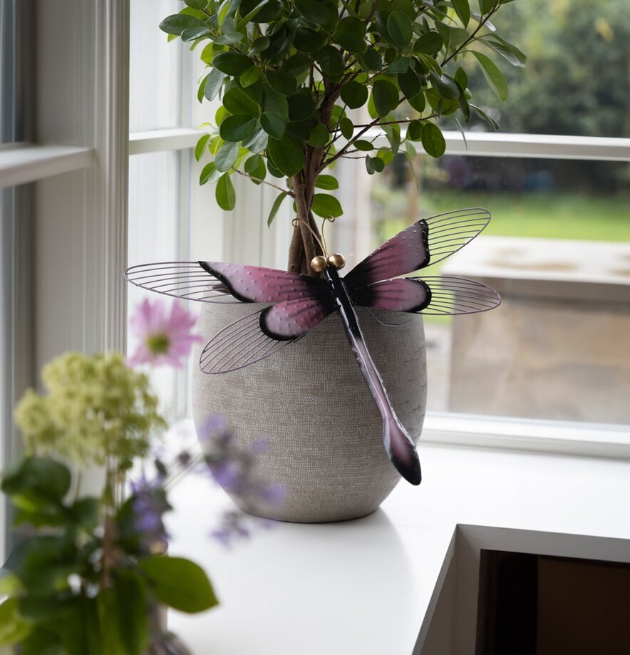 Trollslända Vägg Hamrad Plåt 25cm 50cm Different Design Övrig prydnad/dekoration för inredning innemiljö utemiljö