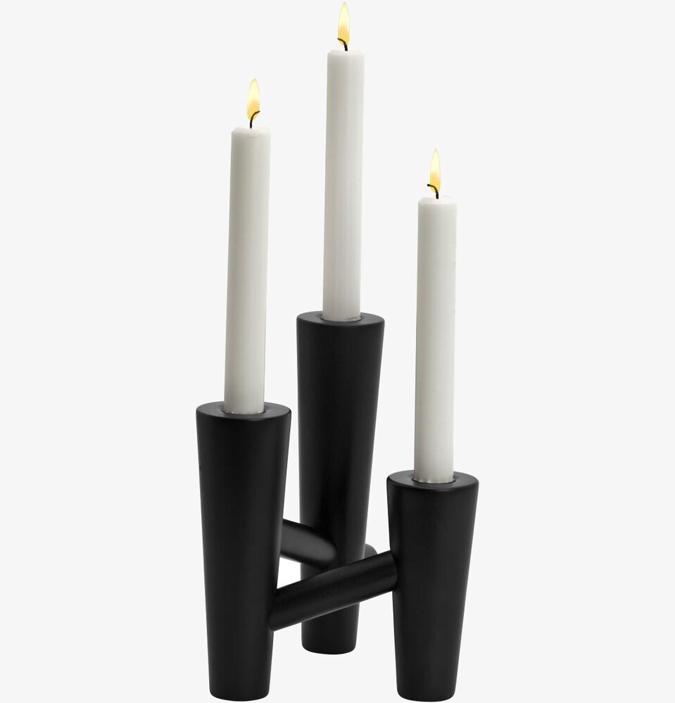 Ljusstake Nivå Svart från Dixie med tre asymmetriska hållare