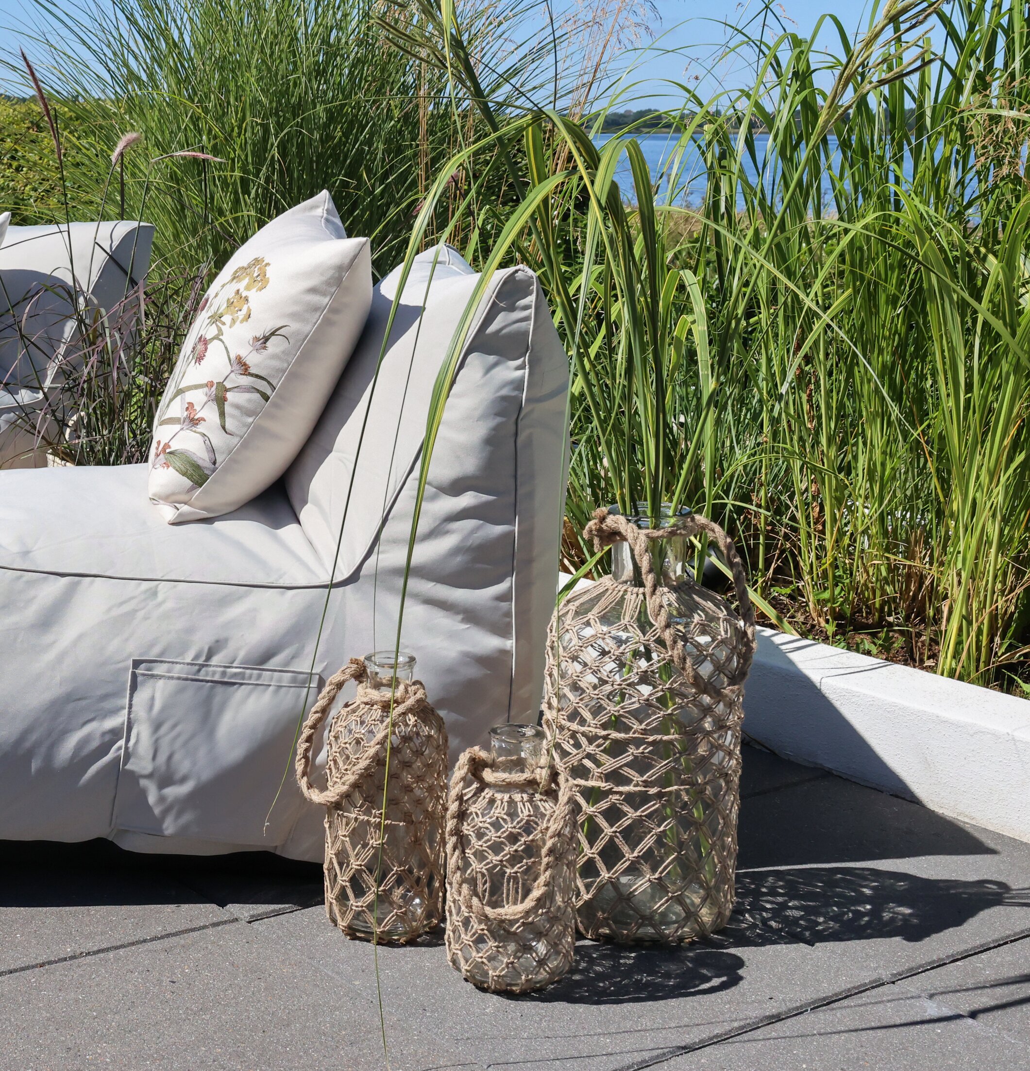 Glasvas Flätad Jute Stor Mellan Liten Chic Antique Vaser