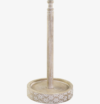 Bild av elegant hushållspappershållare i trä och blommor