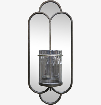 Bild av elegant väggspegel med ljusstake och antik finish