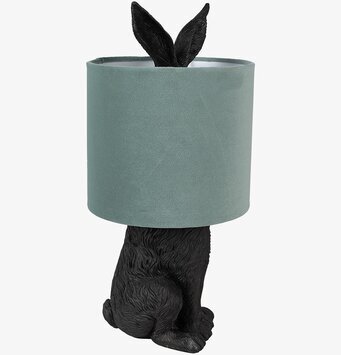 Bild av unik bordslampa med kanindesign i svart och grönt