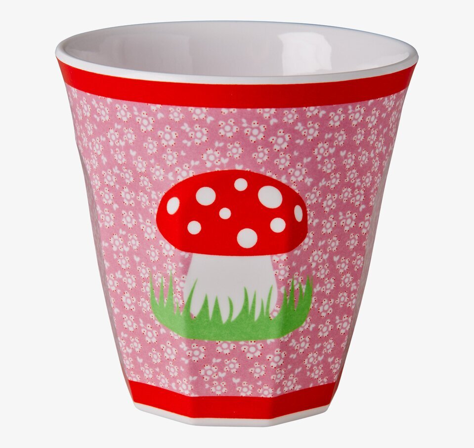 Barnmugg Svamp från Rice med rosa och vit design