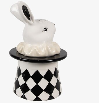 Foto av dekorativ porslinsburk med kaninformad topp