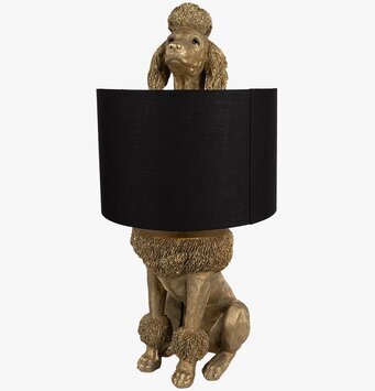 Bild av unik bordslampa med pudel i guld och svart