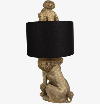 Bild av unik bordslampa med gyllene pudel och svart skärm