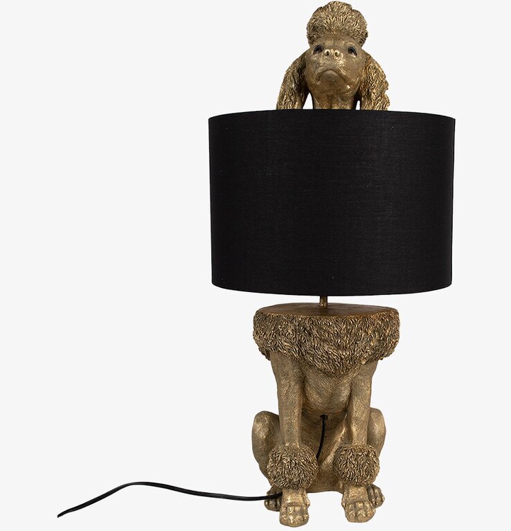 Bordslampa Pudel Guld Clayre & Eef Lampor Taklampor Golvlampor Bordslampor LED-lampor Ledlampor Fönsterlampor Ljusslingor för dekoration